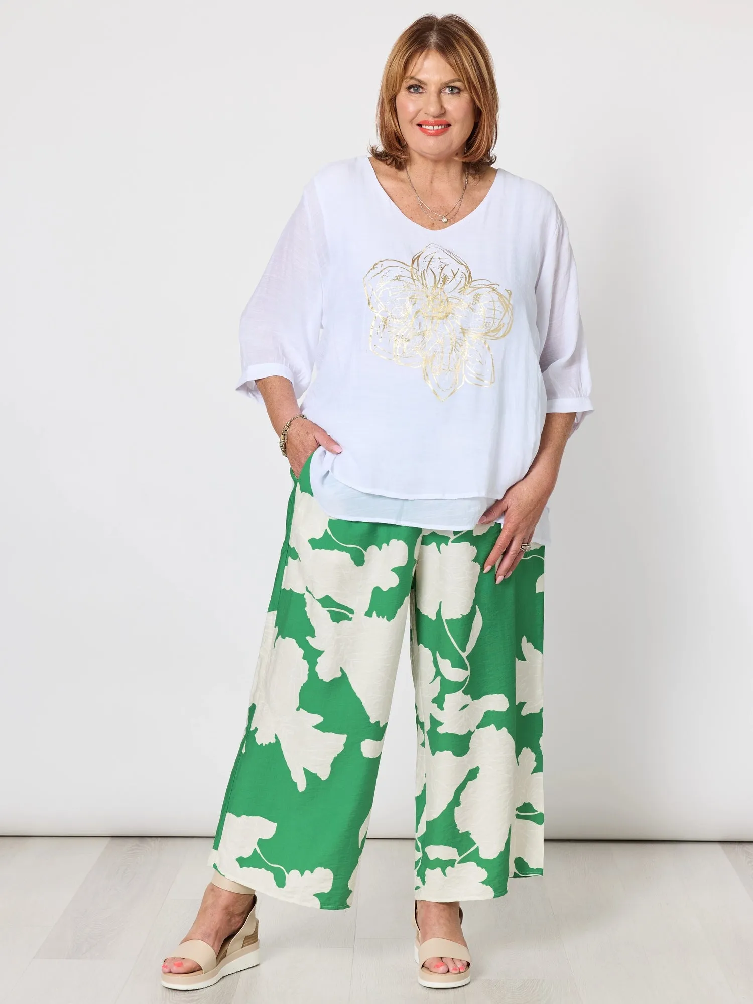 Gold Flower Top - White/Gold sold by RC & Co product image thumbnail 2