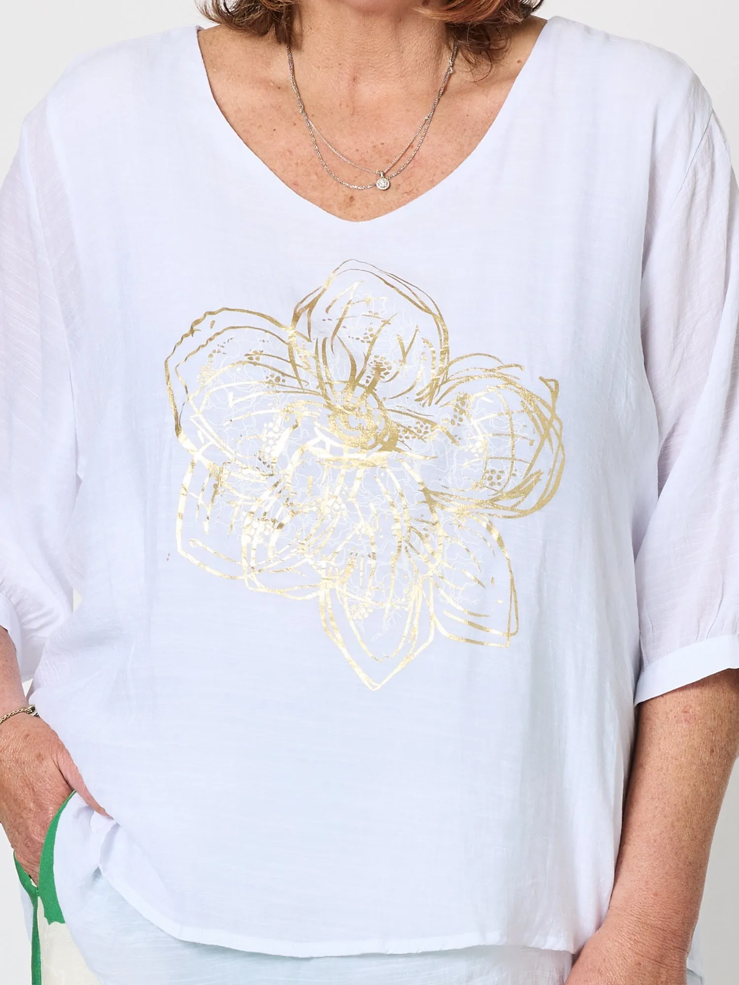 Gold Flower Top - White/Gold sold by RC & Co product image thumbnail 3