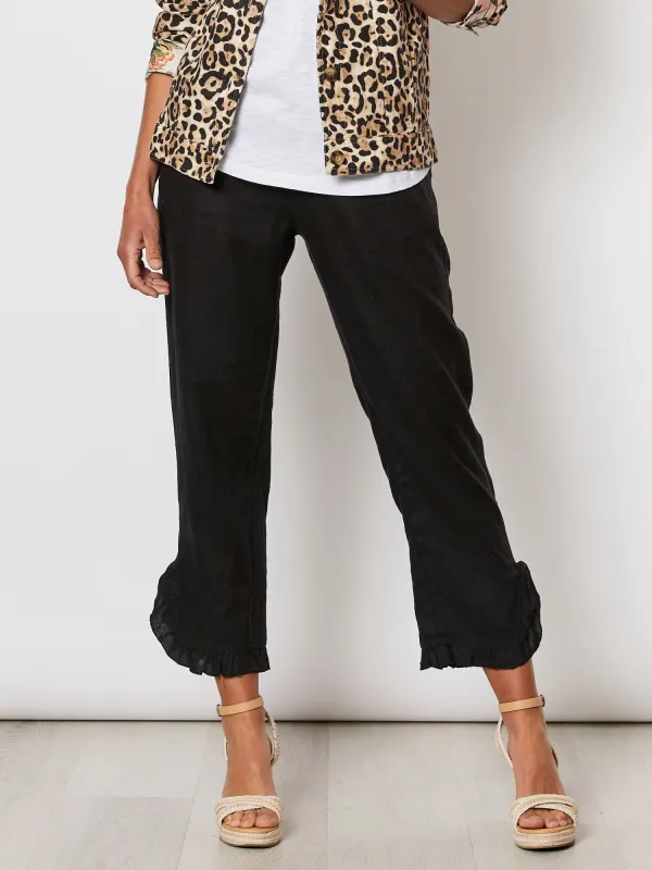Linen Ruffle Pant - Black sold by RC & Co