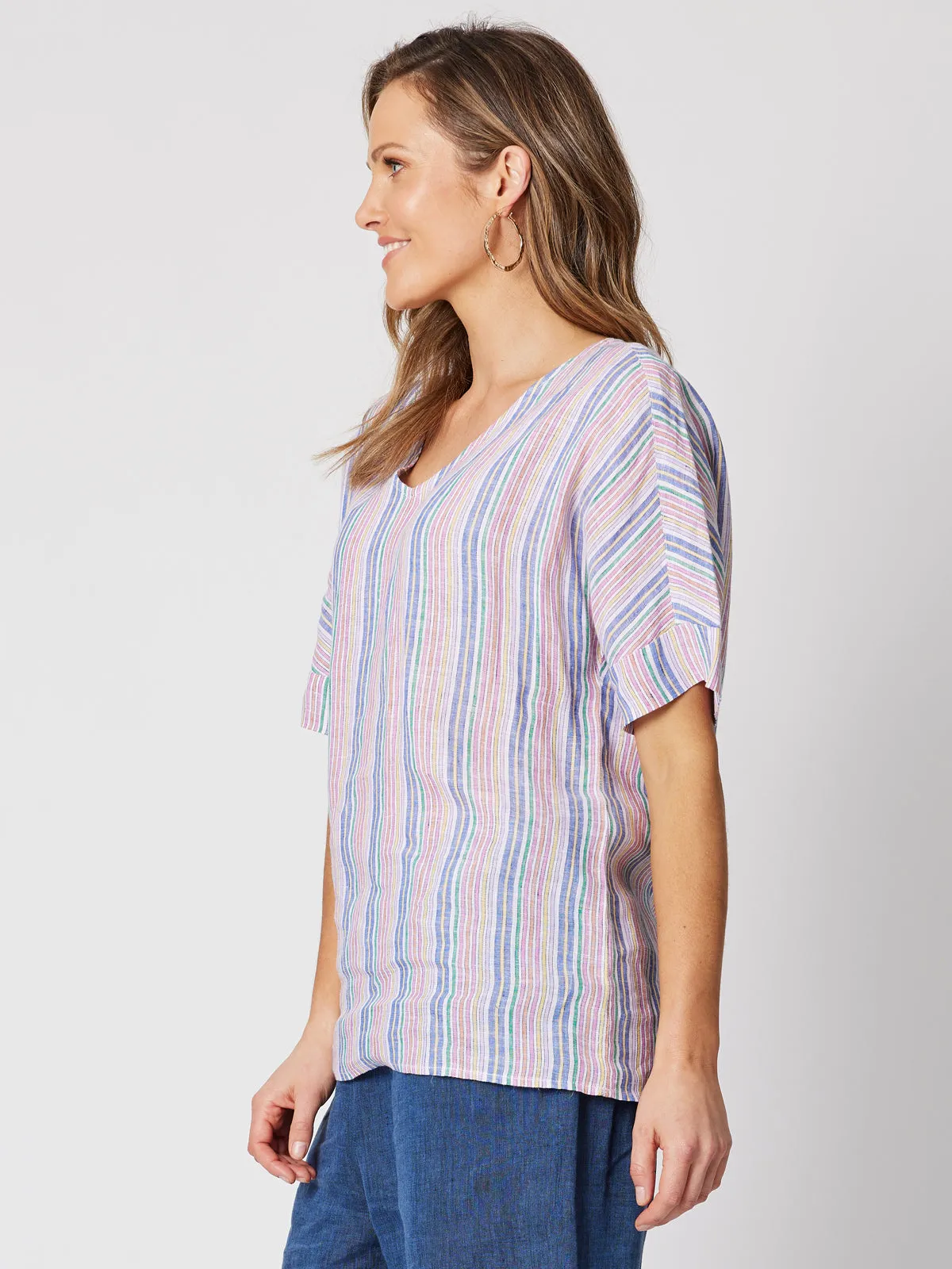 Yarn Dye Linen Top - Indigo sold by RC & Co product image thumbnail 2