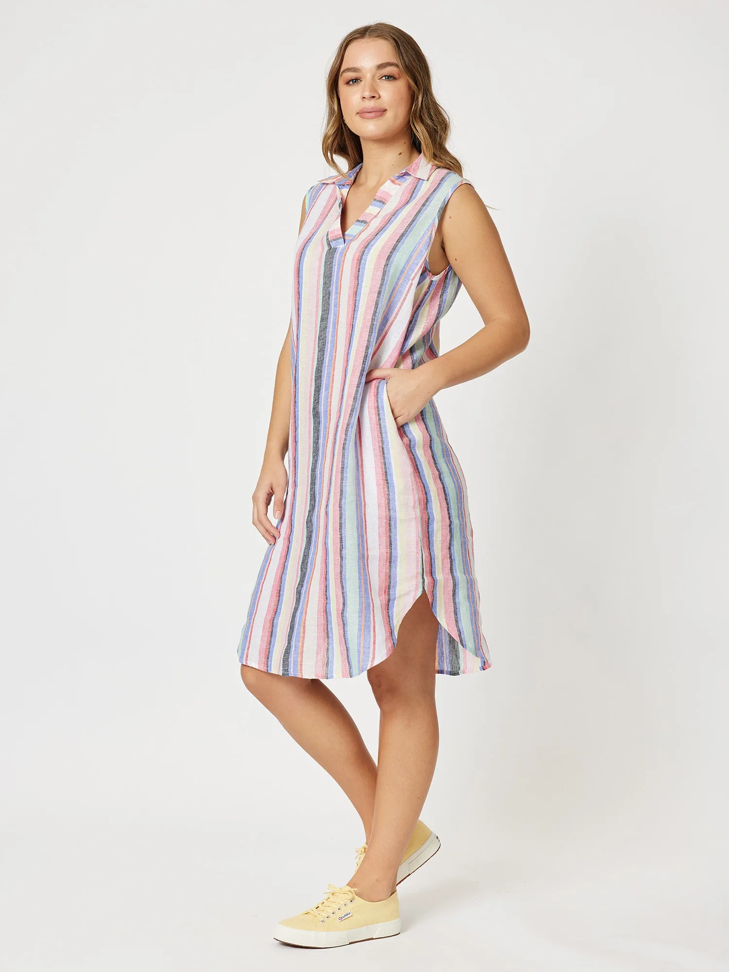 Multi Linen Stripe Dress - Multi sold by RC & Co product image thumbnail 2