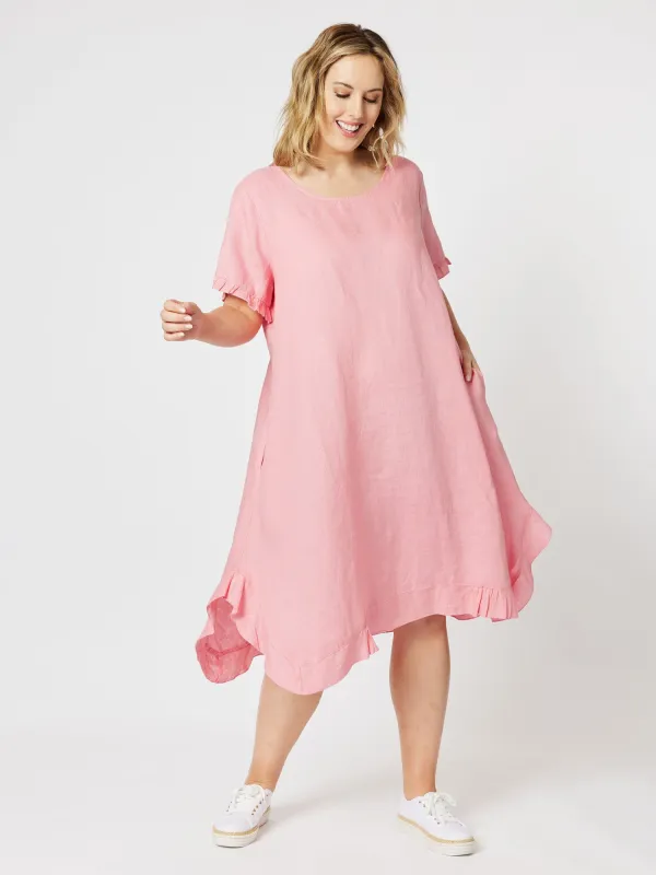 Frilled Hem Linen Dress - Petal sold by RC & Co