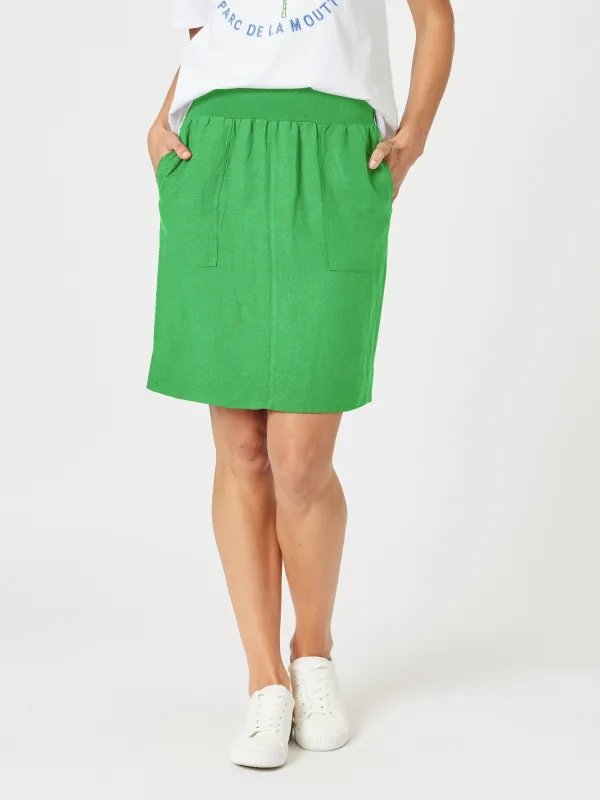 Lino Stitch Hem Detail Skirt - Elm sold by RC & Co