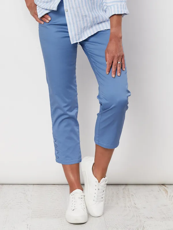 Charlie Cotton Twill Stretch Capri Pant - Powder sold by RC & Co