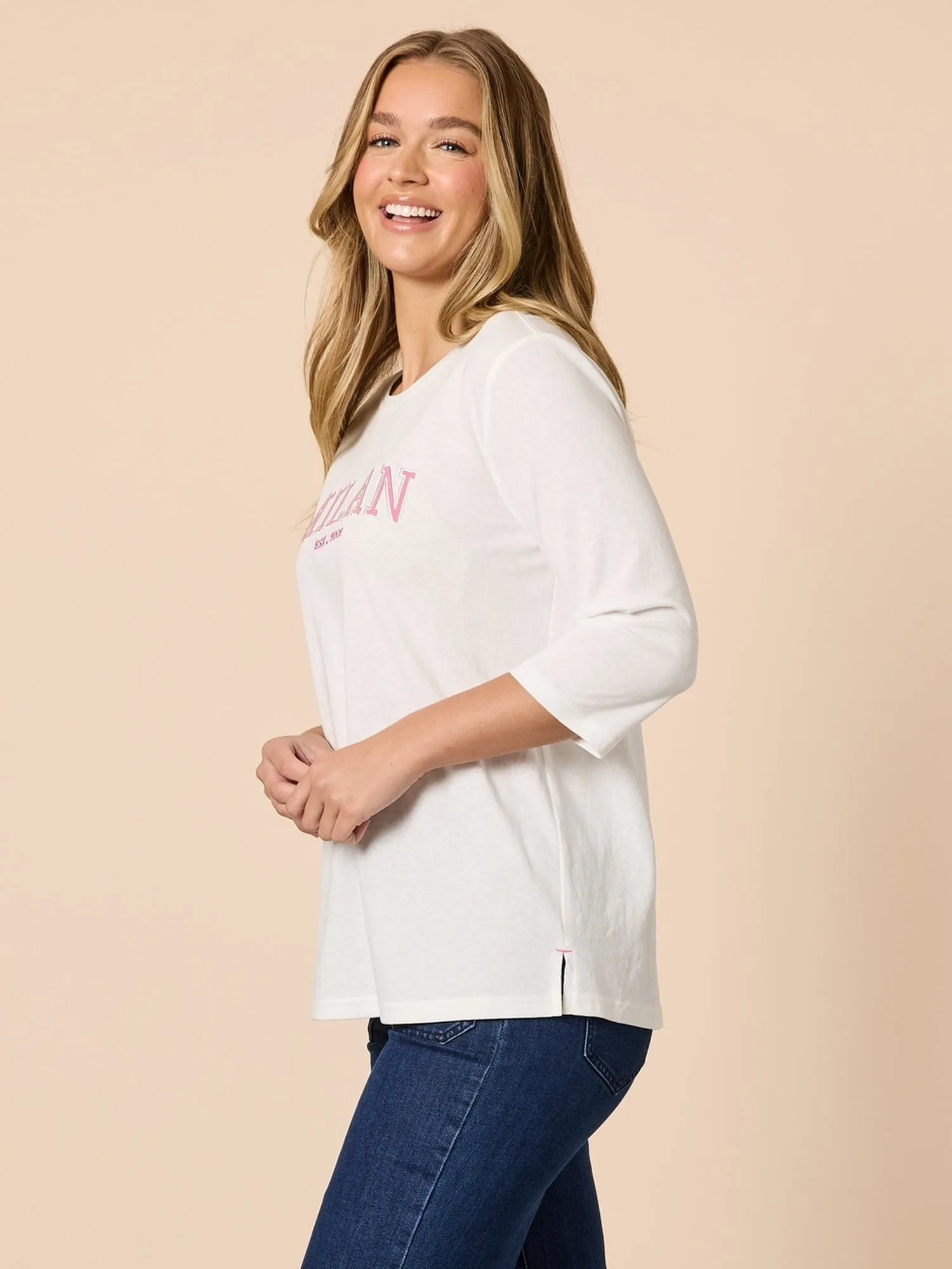 Milan Embroidered Long Sleeve Tee - White sold by RC & Co product image thumbnail 3