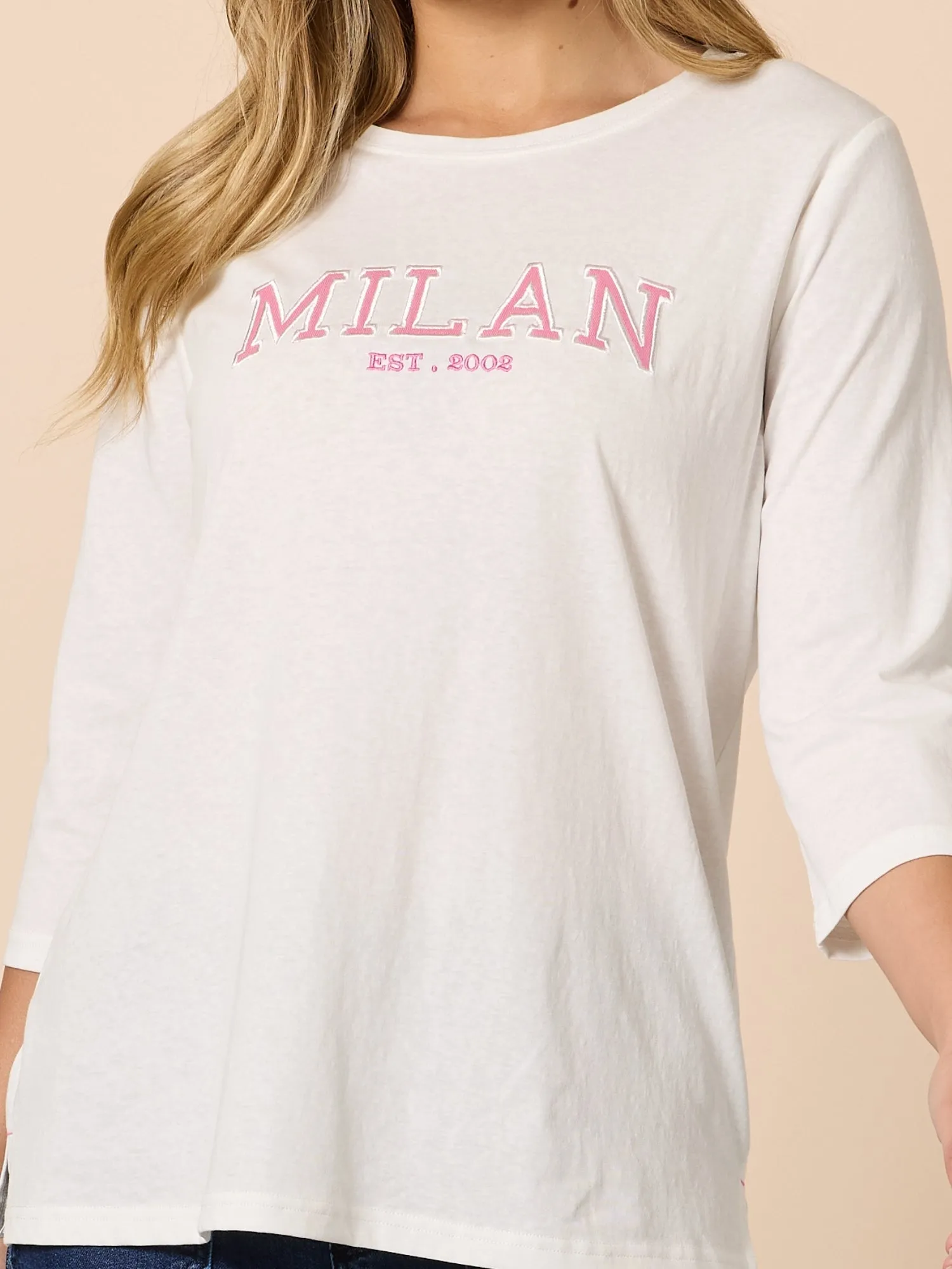 Milan Embroidered Long Sleeve Tee - White sold by RC & Co product image thumbnail 5
