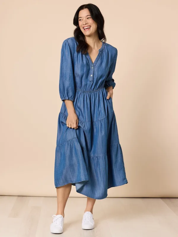 Macy Tiered Dress - Denim sold by RC & Co