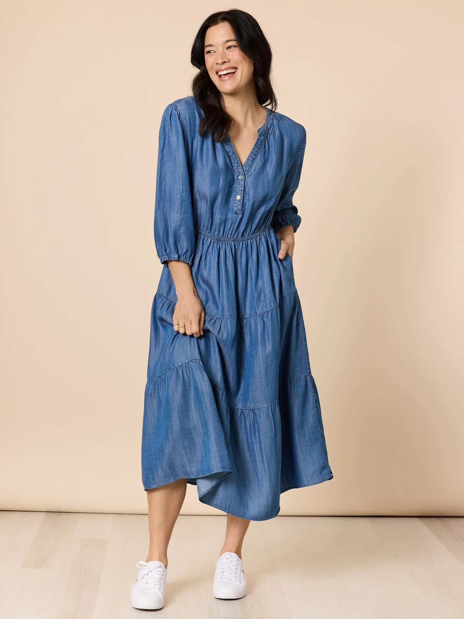 Macy Tiered Dress - Denim sold by RC & Co