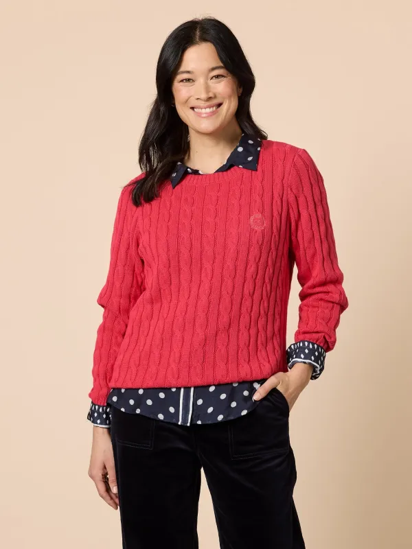 Hampton Cable Knit Jumper - Red made by RC & Co