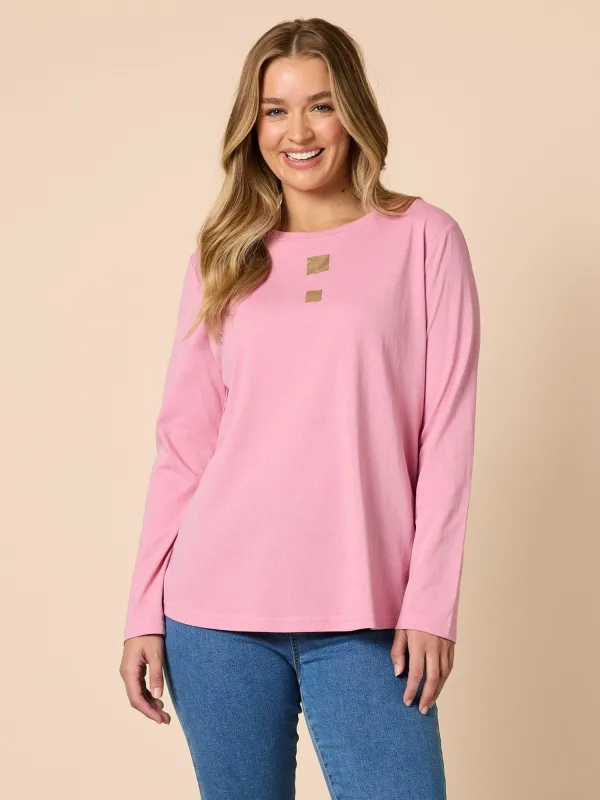 Hearts Square Long Sleeve Tee - Pink made by RC & Co