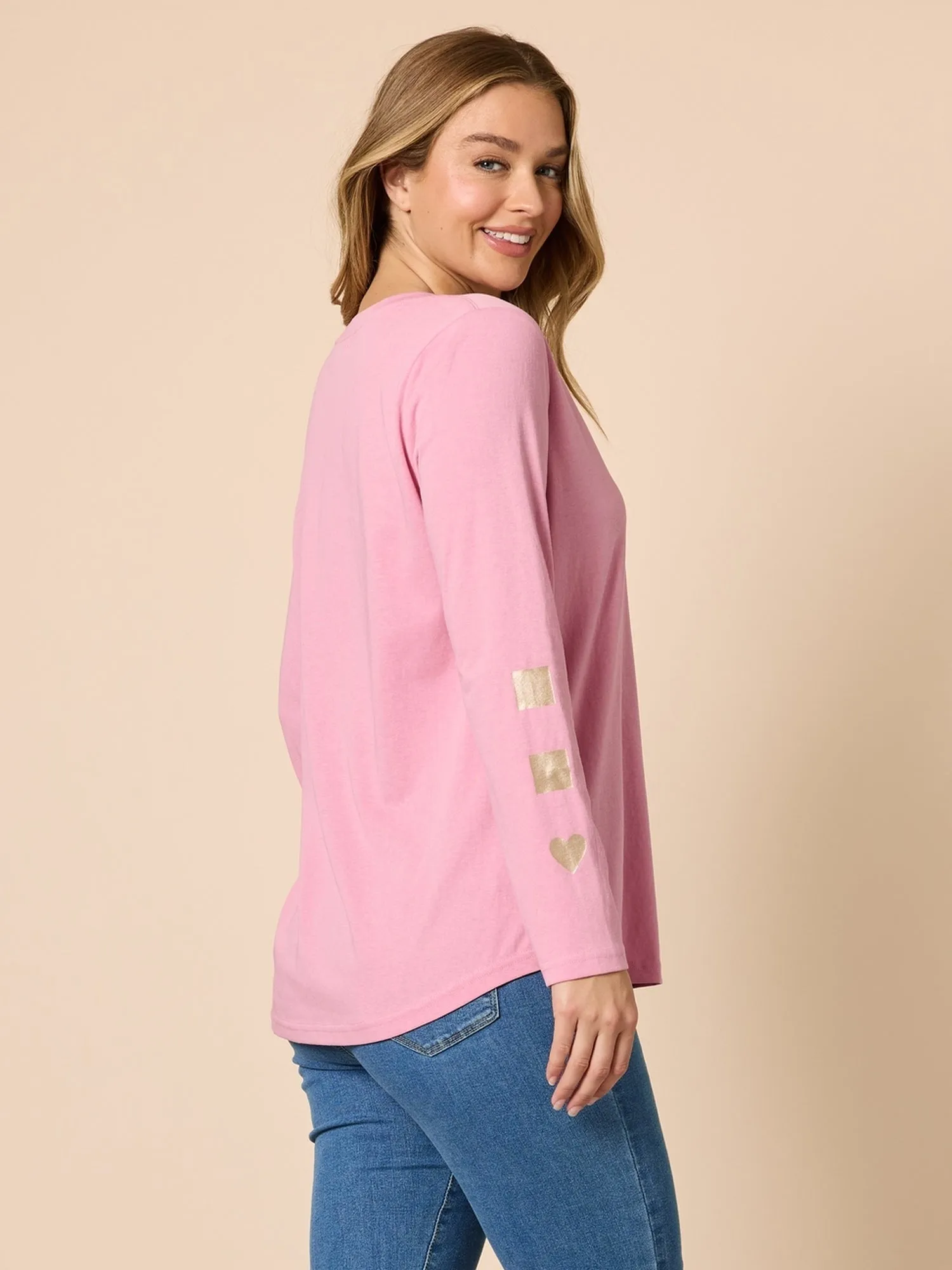 Hearts Square Long Sleeve Tee - Pink sold by RC & Co product image thumbnail 4