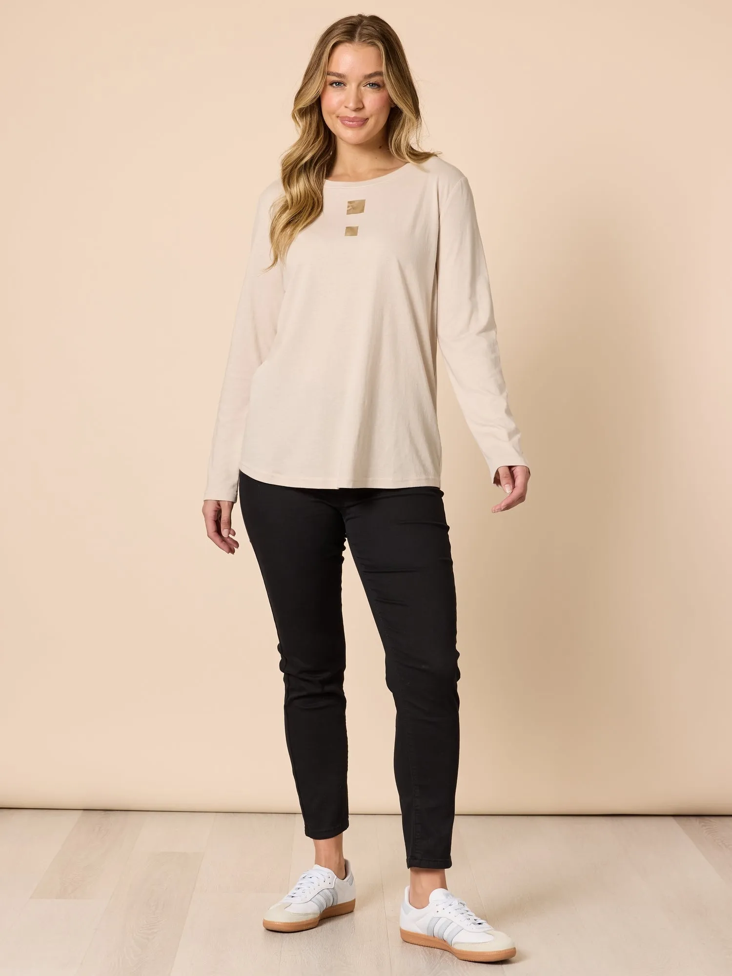 Hearts Square Long Sleeve Tee - Natural sold by RC & Co product image thumbnail 2