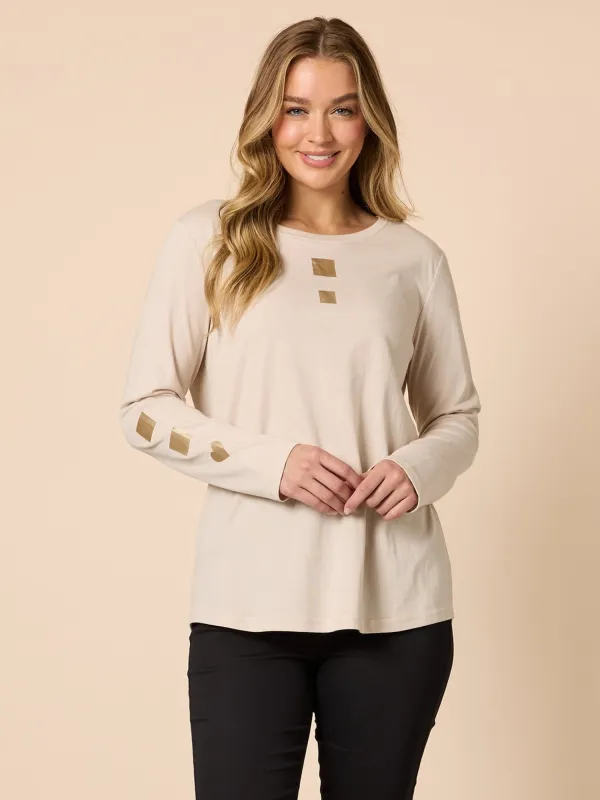 Hearts Square Long Sleeve Tee - Natural made by RC & Co