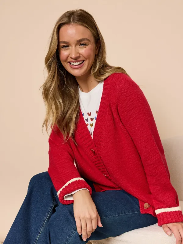 Back to Love Heart Cardi - Red made by RC & Co