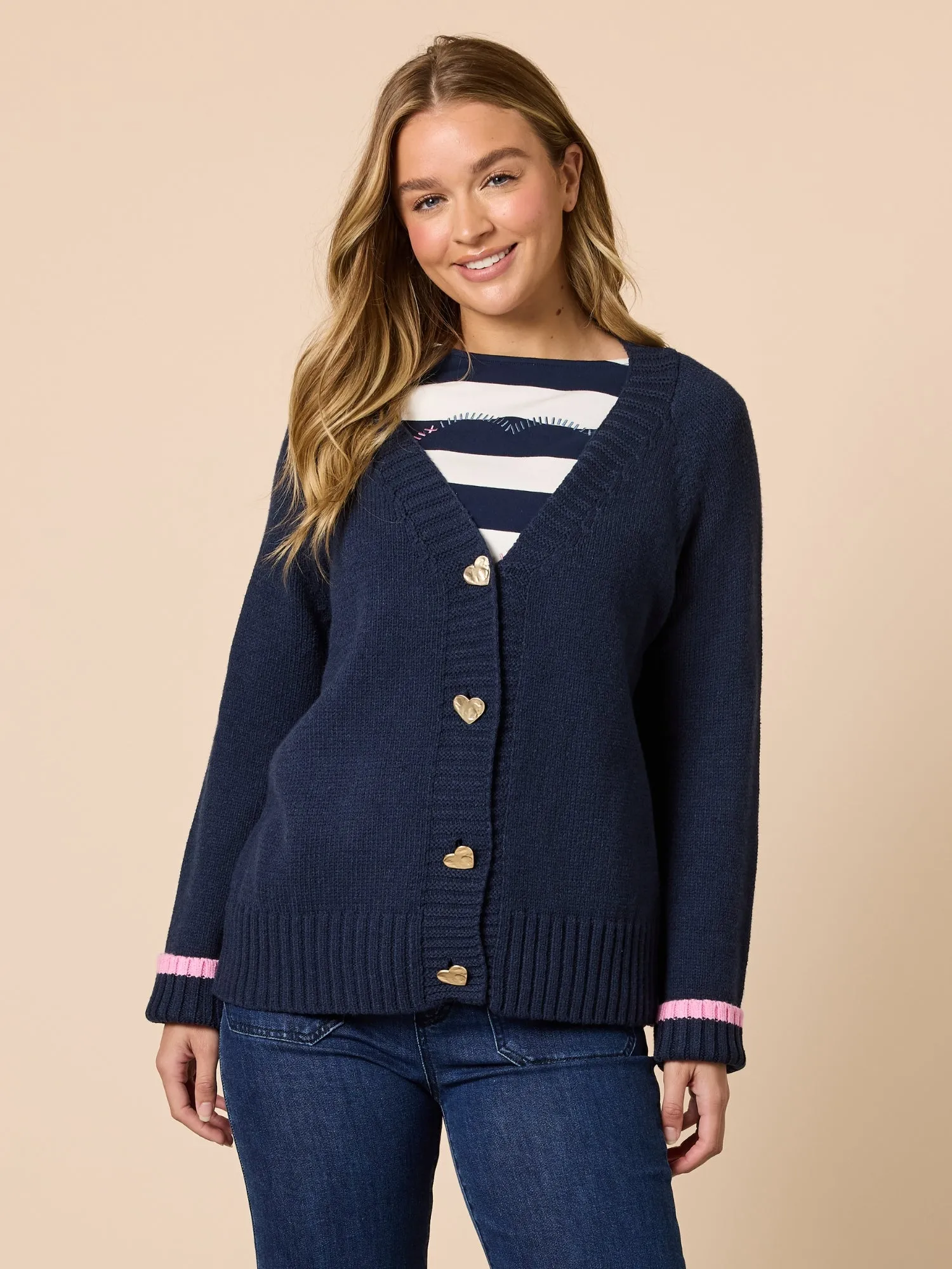 Back to Love Heart Cardigan - Navy sold by RC & Co