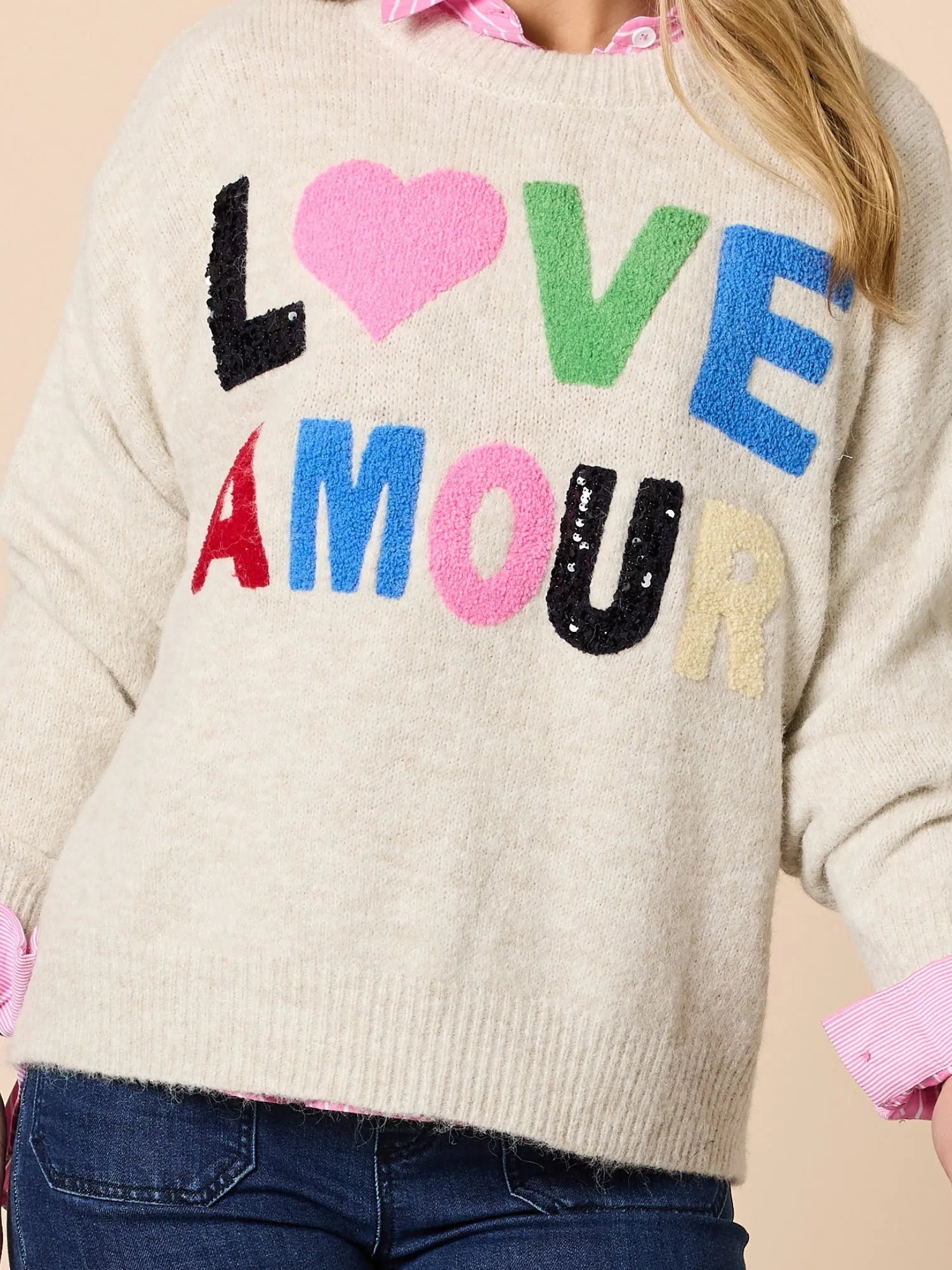 Love Amour Sequin Knit Jumper - Natural sold by RC & Co product image thumbnail 5