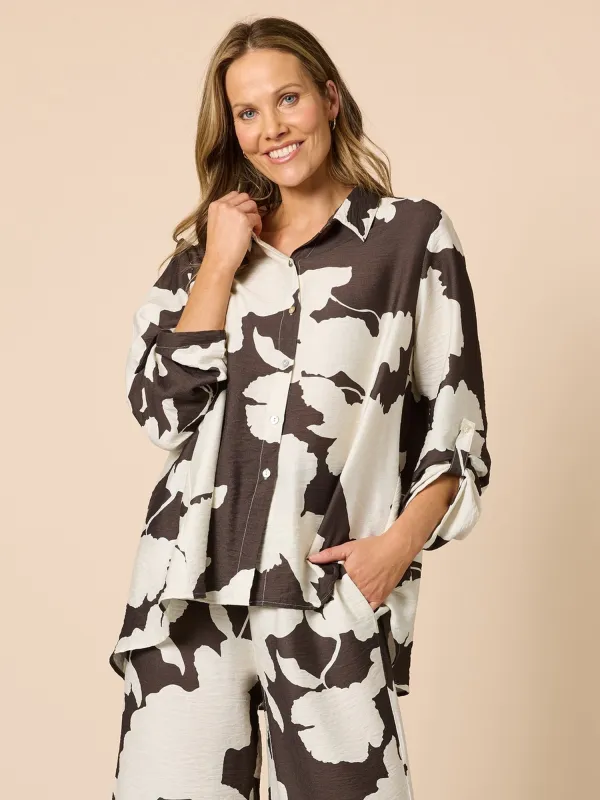 Toulouse Floral Print Shirt - Coffee Ivory made by RC & Co
