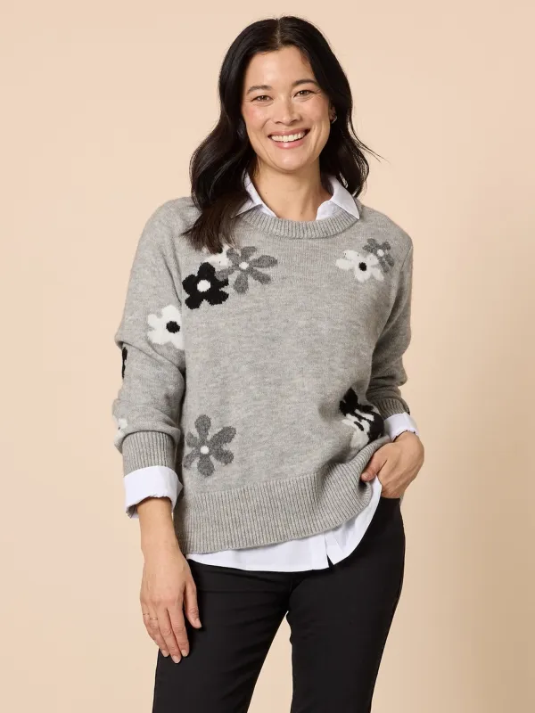 Chelsea Flower Knit - Floral Grey made by RC & Co