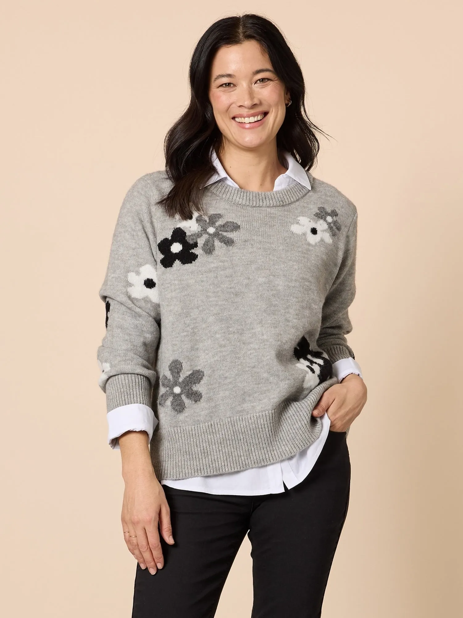 Chelsea Flower Knit - Floral Grey sold by RC & Co