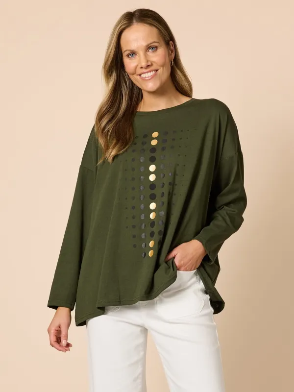 Elise Spot Print Top - Khaki sold by RC & Co