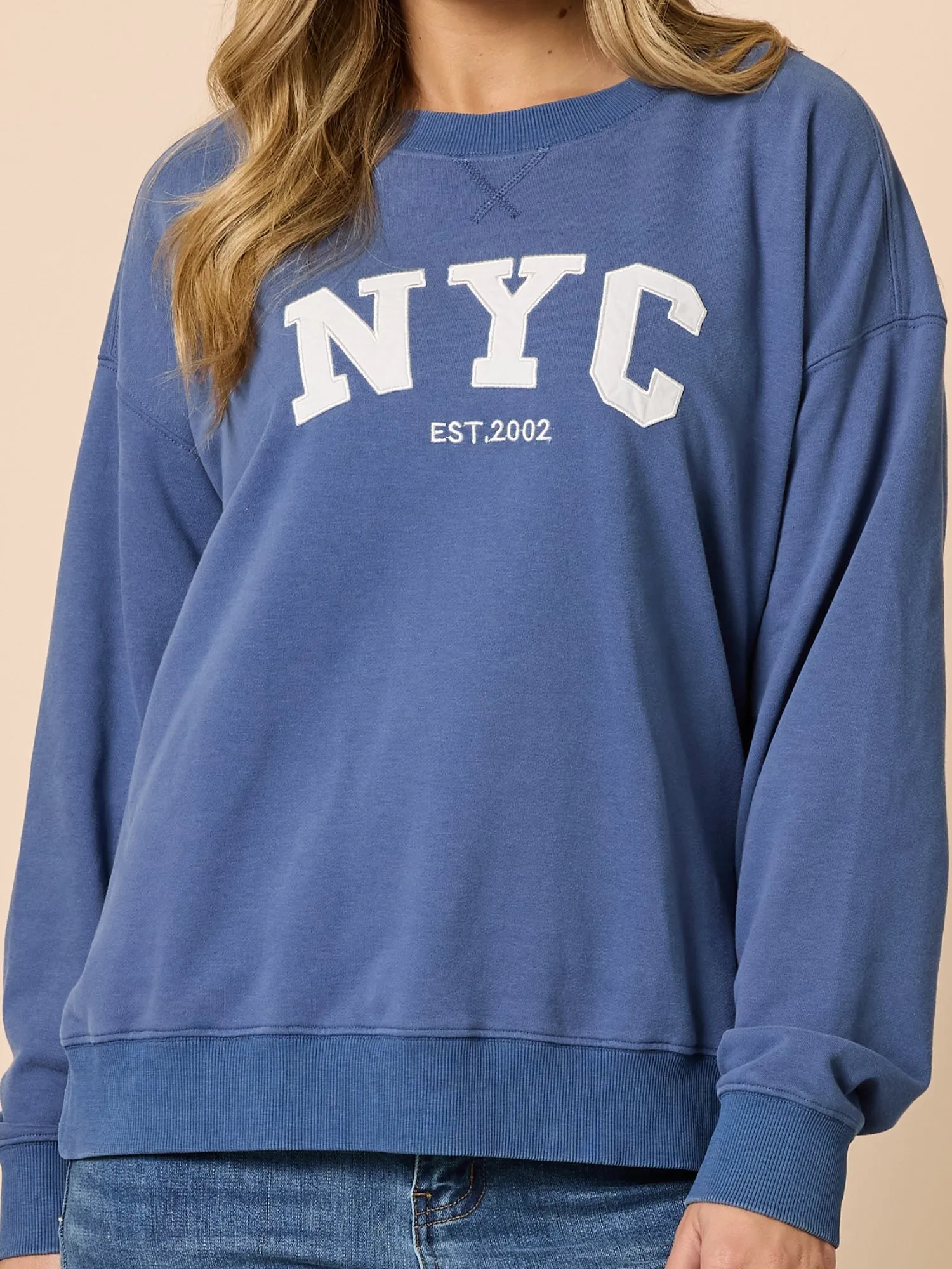 The NYC Embroidered Sweatshirt - Denim Blue sold by RC & Co product image thumbnail 5