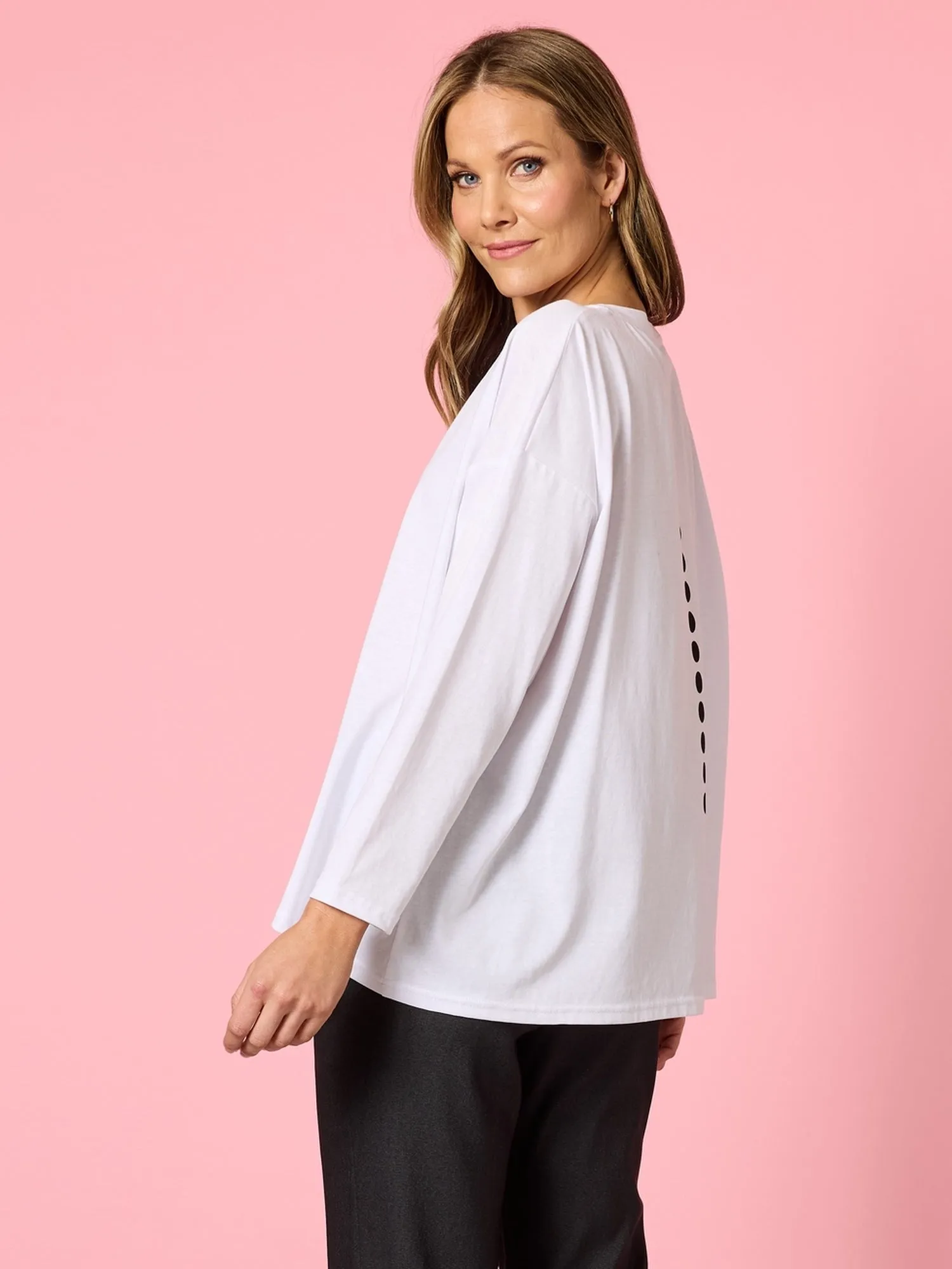 Elise Spot Print Top - White sold by RC & Co product image thumbnail 3