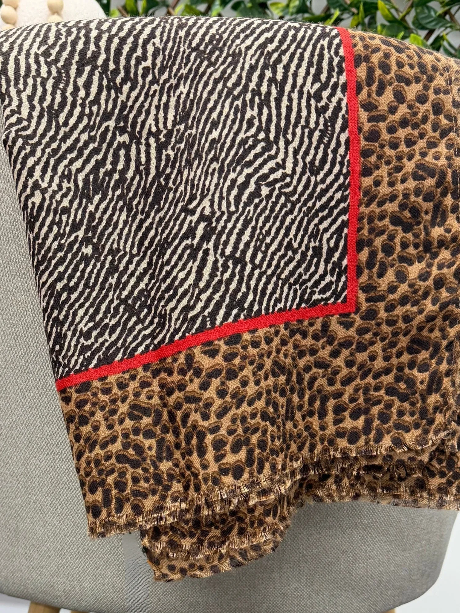 Animal Print Scarf - Red sold by RC & Co product image thumbnail 2