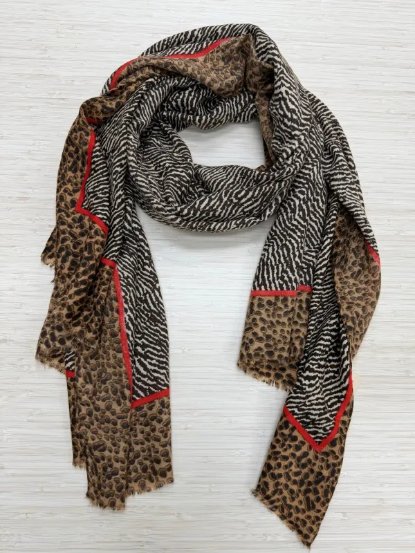 Animal Print Scarf - Red made by RC & Co