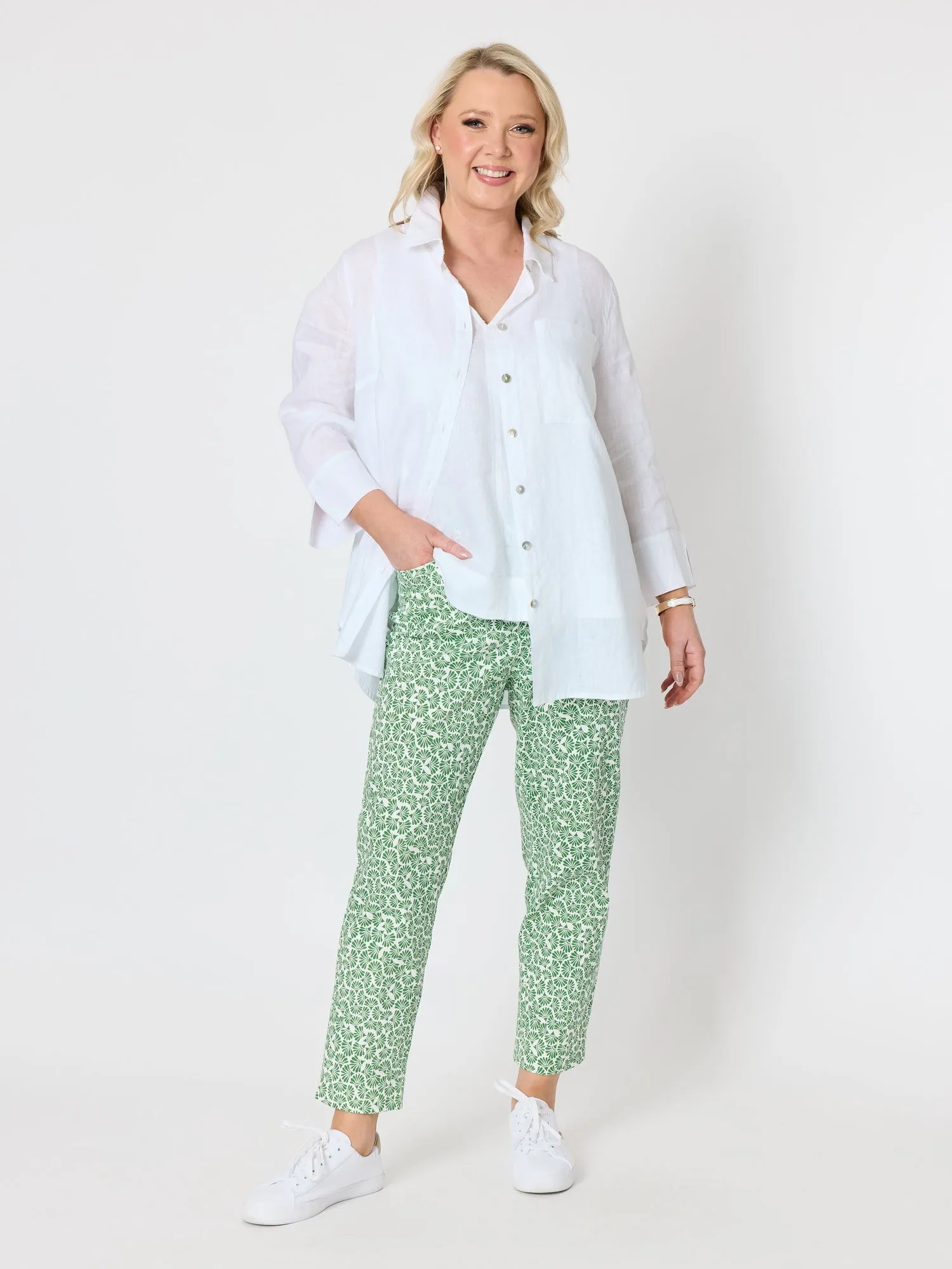 Oasis Print Slim Leg Pant - Fern White sold by RC & Co product image thumbnail 2