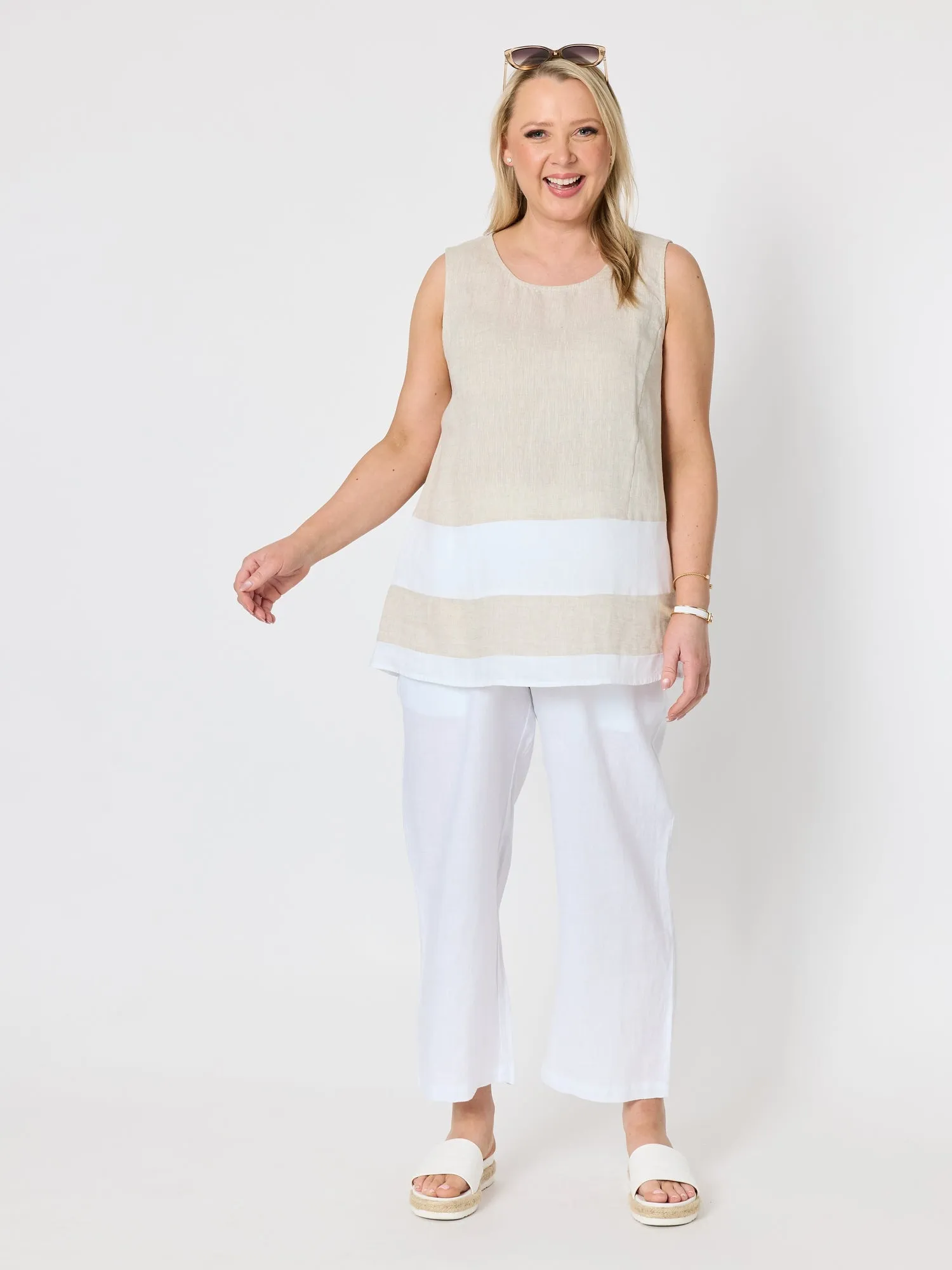 Chloe Contrast Linen Top - Natural White sold by RC & Co product image thumbnail 5