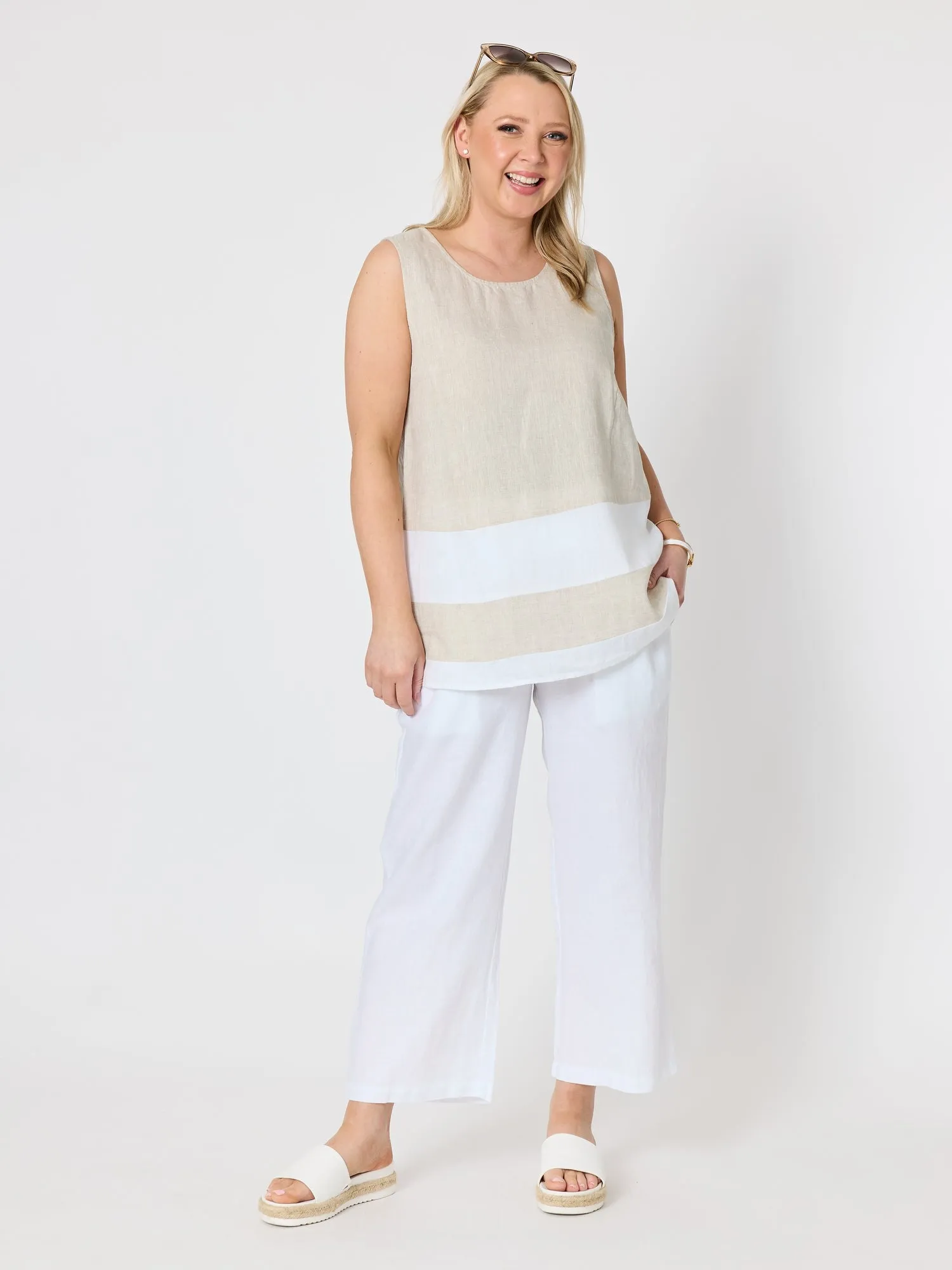 Chloe Contrast Linen Top - Natural White sold by RC & Co product image thumbnail 2