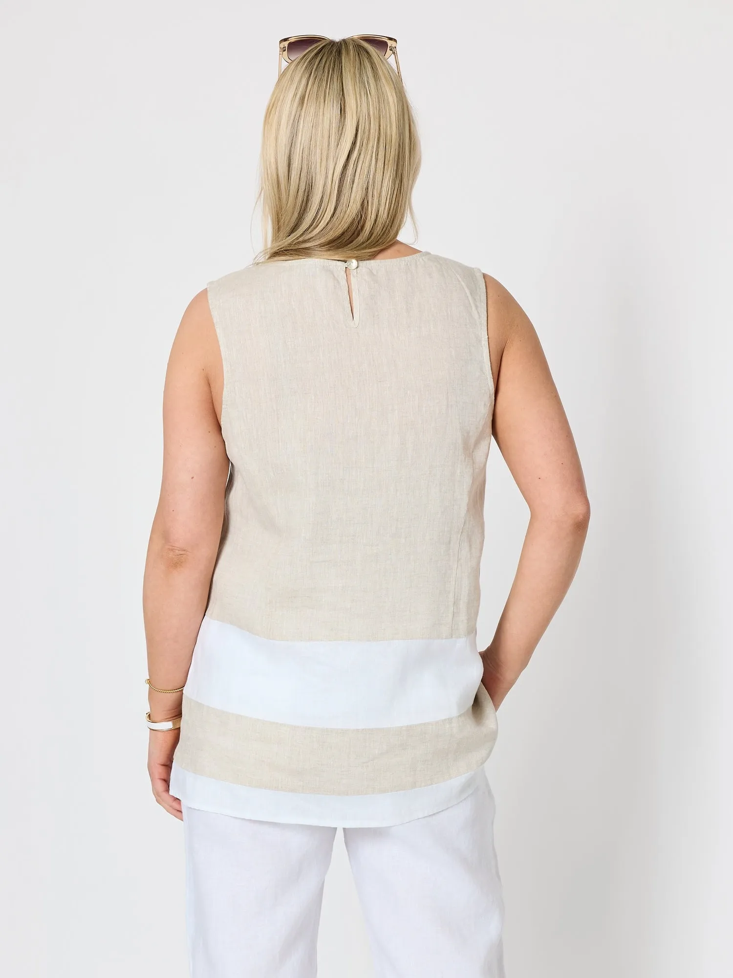 Chloe Contrast Linen Top - Natural White sold by RC & Co product image thumbnail 3