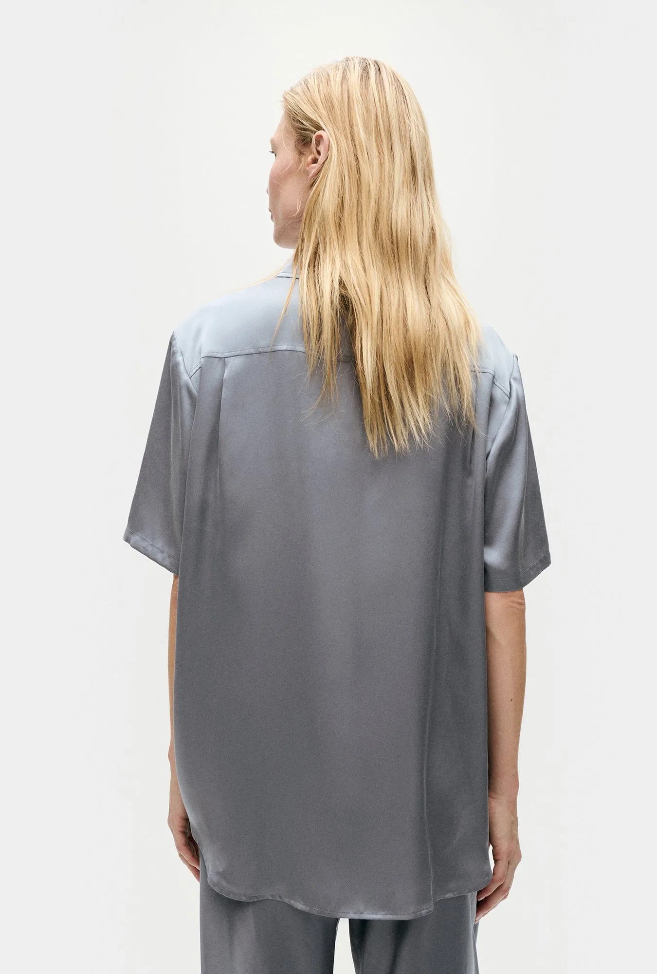 Short Sleeve Boyfriend Shirt Storm sold by Silk Laundry product image thumbnail 4