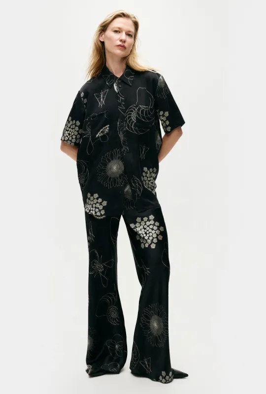 SHORT SLEEVE BOYFRIEND SHIRT FIBONACCI BLACK sold by Silk Laundry