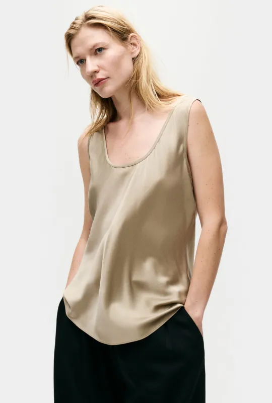 SCOOP NECK TANK GRAPHITE sold by Silk Laundry