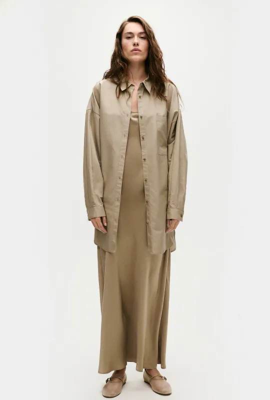 COTTON SILK ROUND SHIRT GRAPHITE sold by Silk Laundry