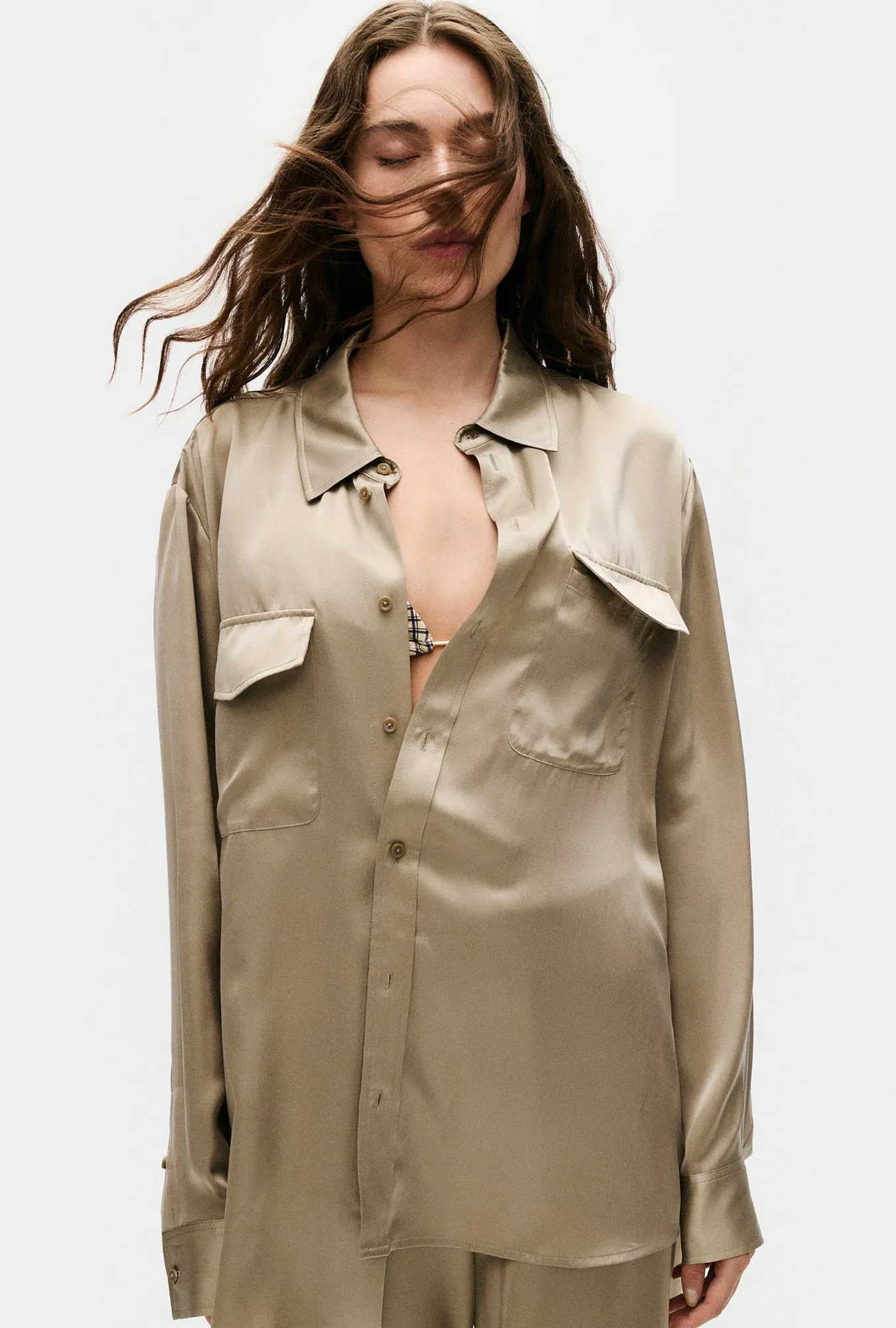 Boyfriend Shirt Graphite sold by Silk Laundry