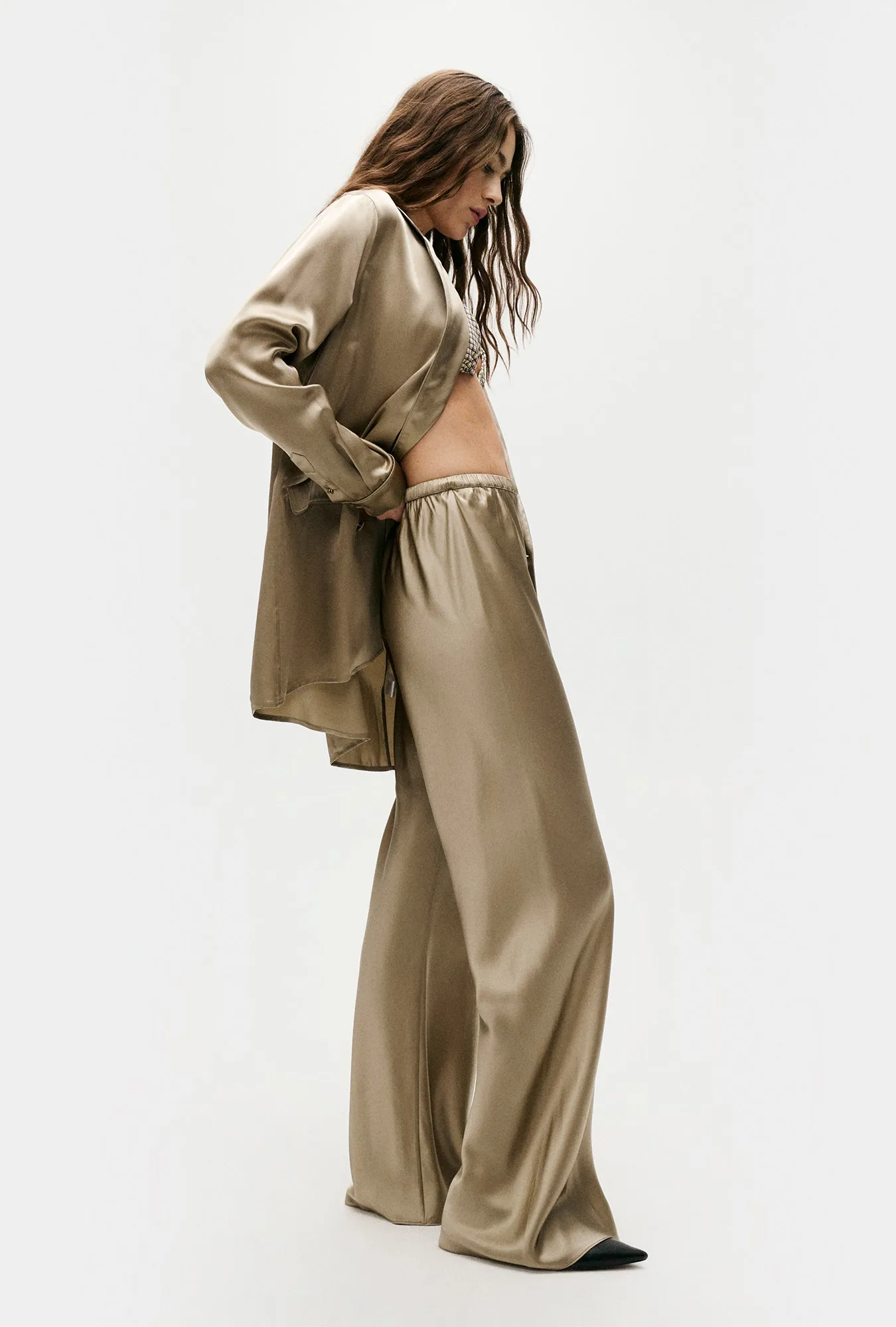 BIAS CUT PANTS GRAPHITE sold by Silk Laundry product image thumbnail 3