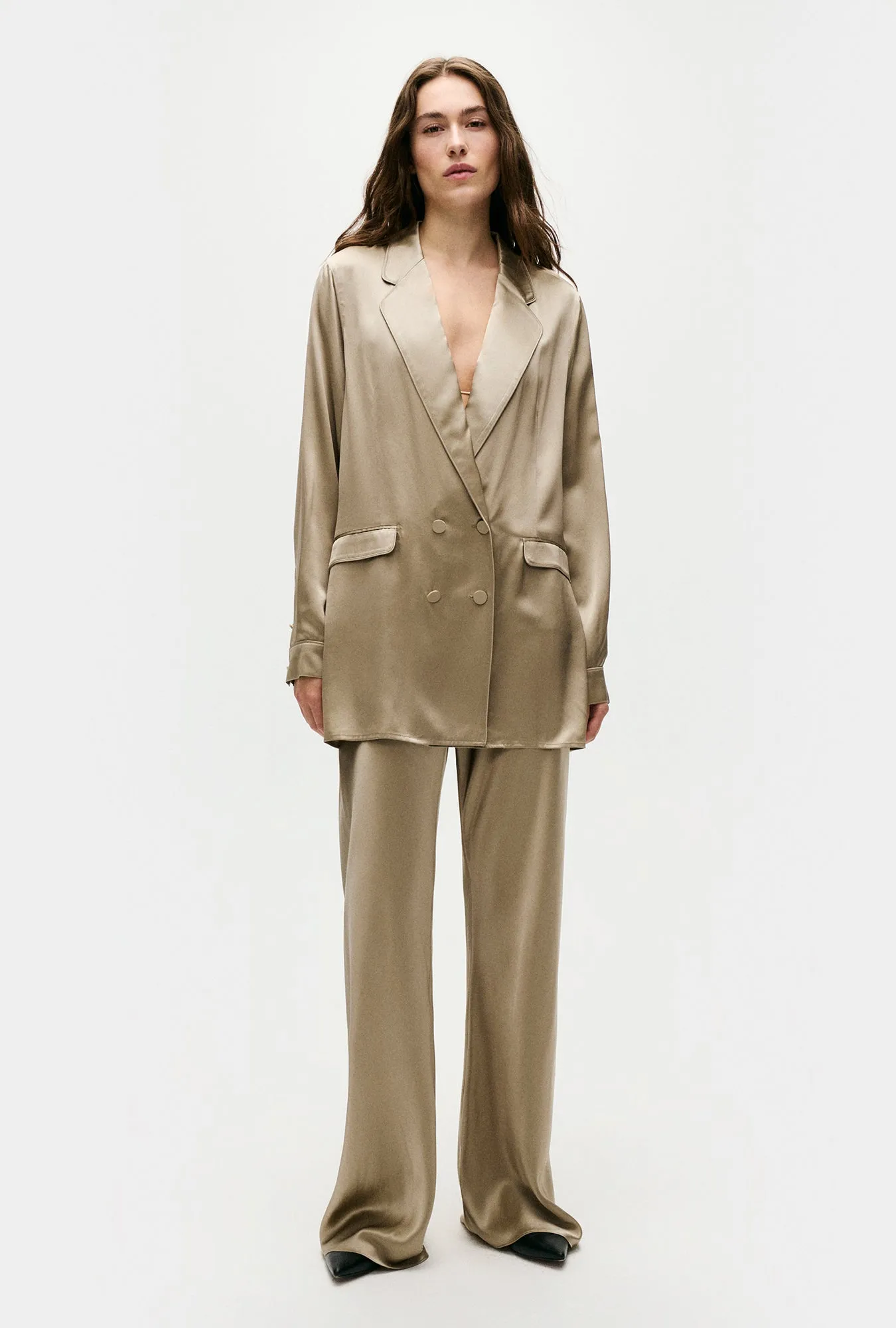 BIAS CUT PANTS GRAPHITE sold by Silk Laundry