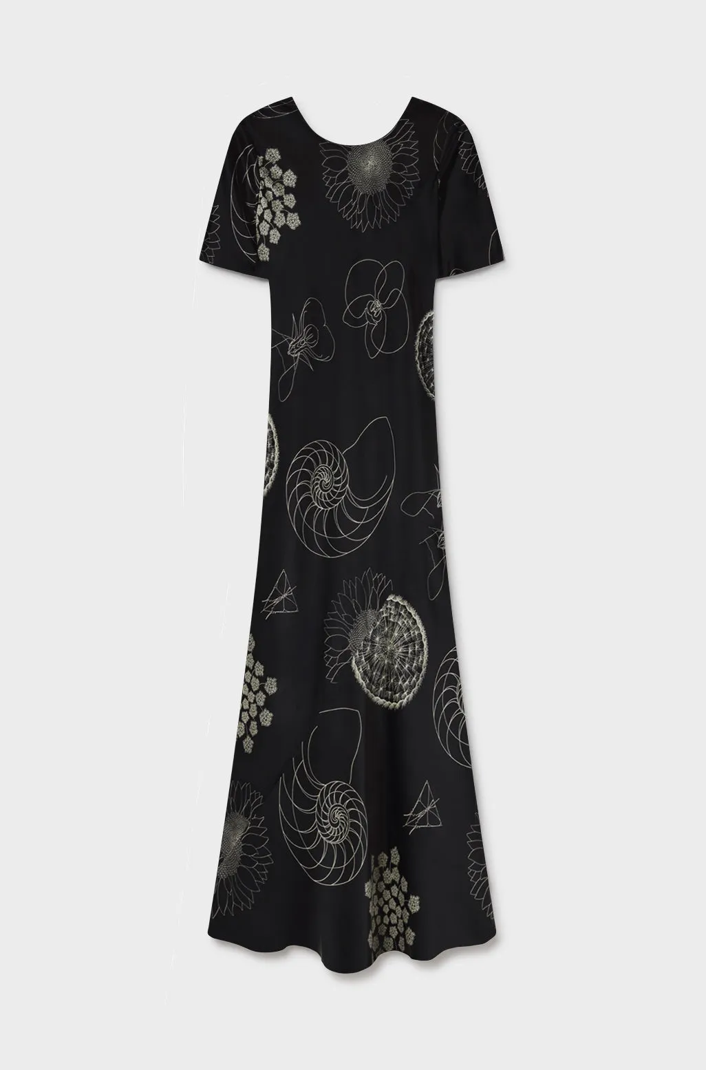 Short Sleeve Bias Dress Fibonacci Black sold by Silk Laundry