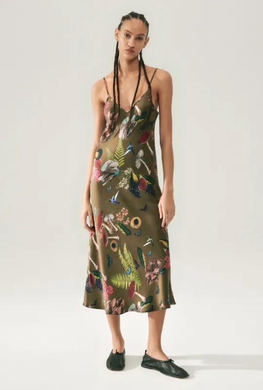 90S SLIP DRESS MAGIC MUSHROOM DARK EARTH sold by Silk Laundry