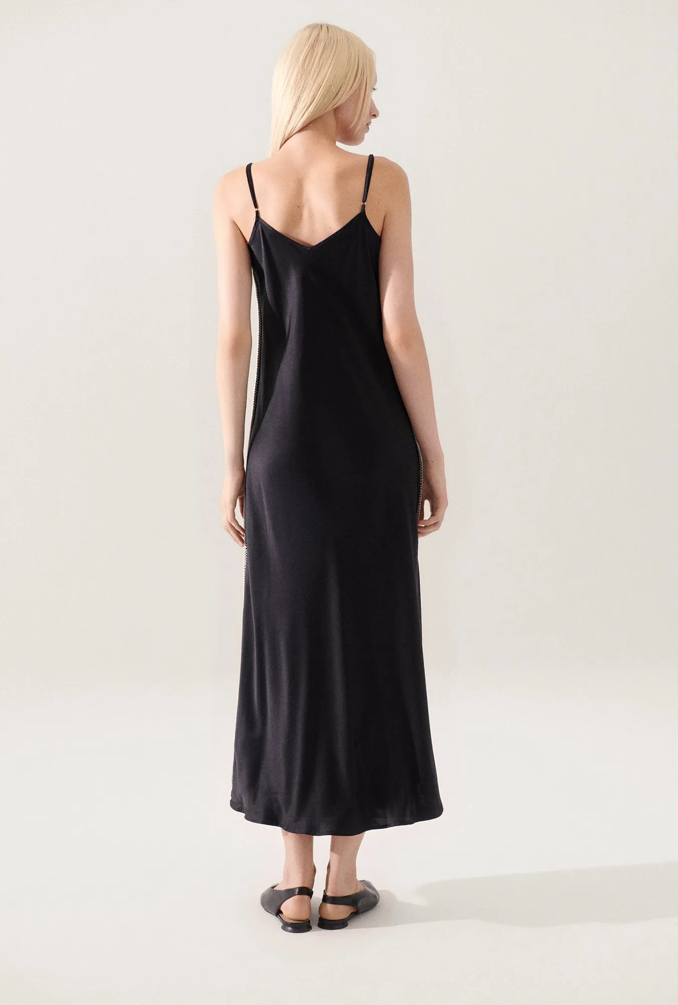 90S Slip Dress Blanket Stitch Black sold by Silk Laundry product image thumbnail 3