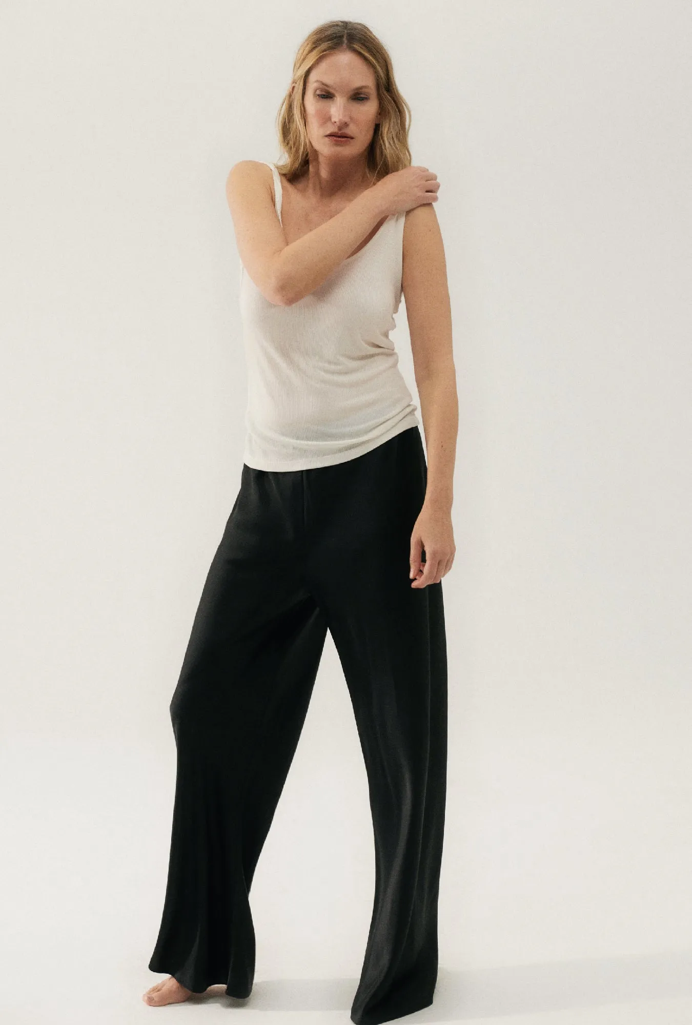 Ribbed Tank White sold by Silk Laundry