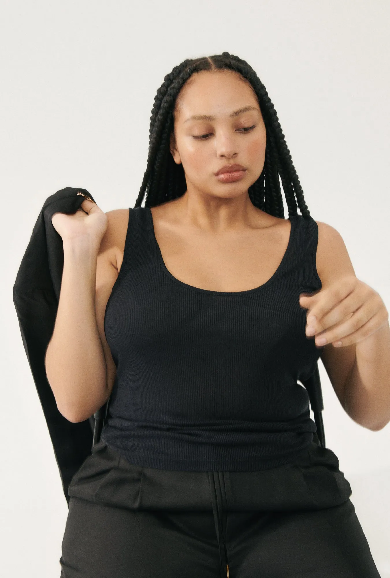 Ribbed Tank Black sold by Silk Laundry product image thumbnail 4