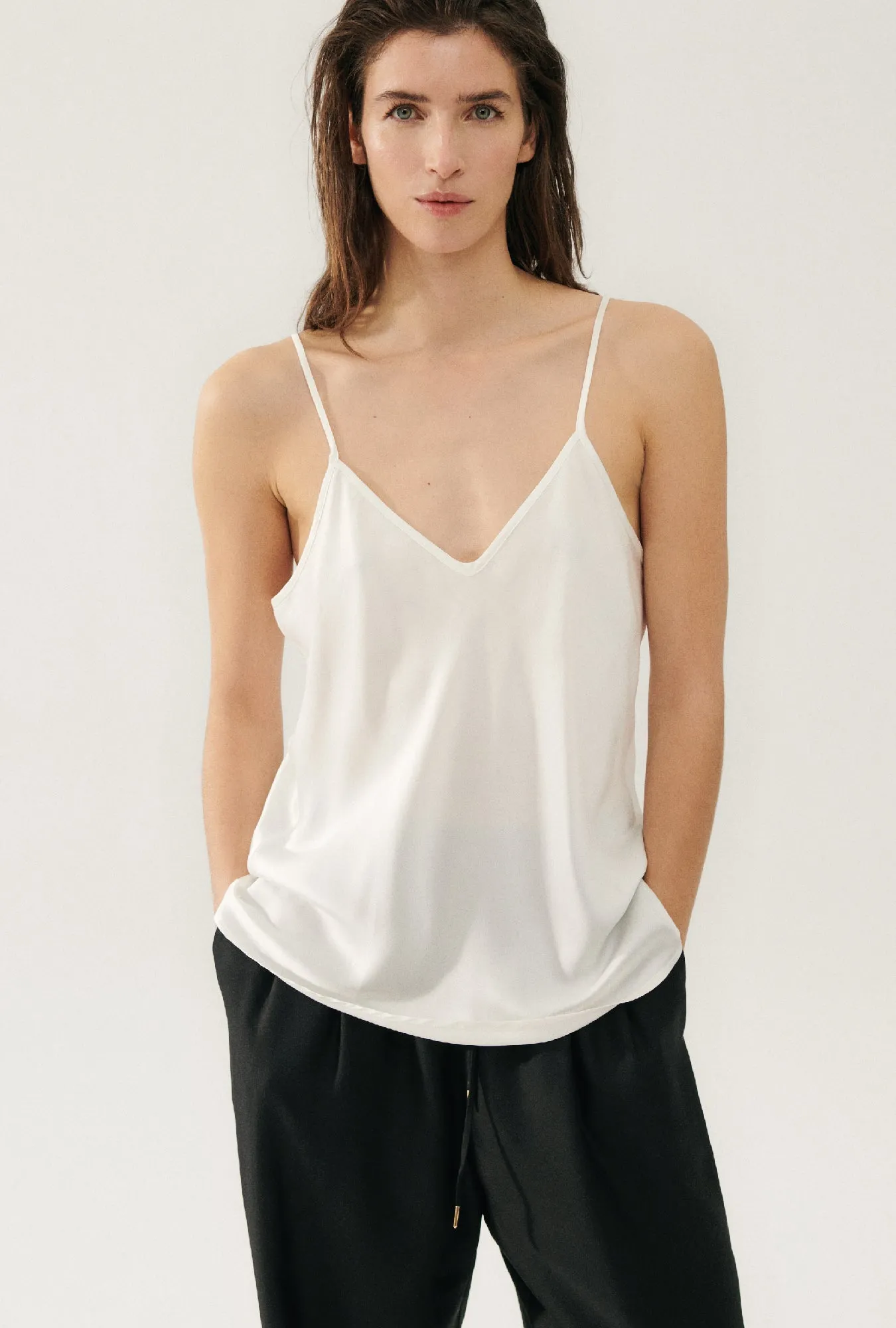 Bias Cut Cami White sold by Silk Laundry product image thumbnail 3