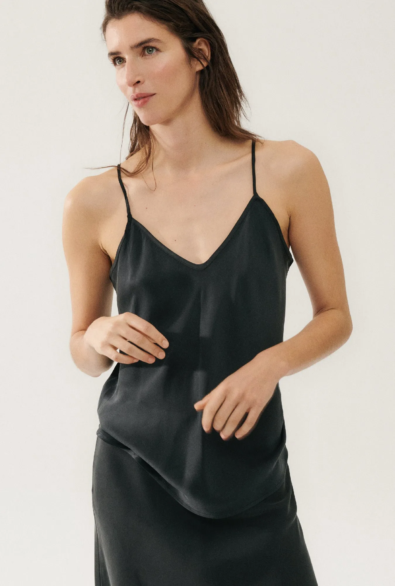 Bias Cut Cami Black sold by Silk Laundry