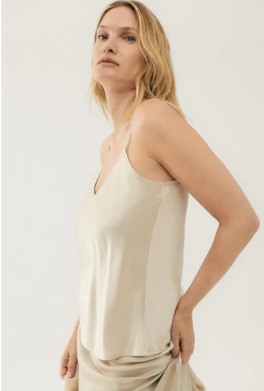 BIAS CUT CAMI HAZELNUT sold by Silk Laundry