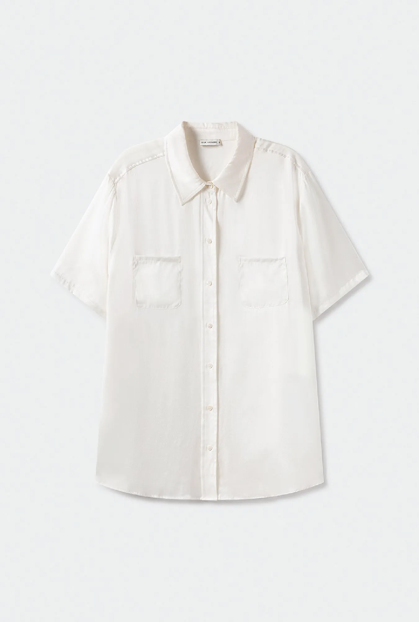 Short Sleeve Boyfriend Shirt White sold by Silk Laundry product image thumbnail 2