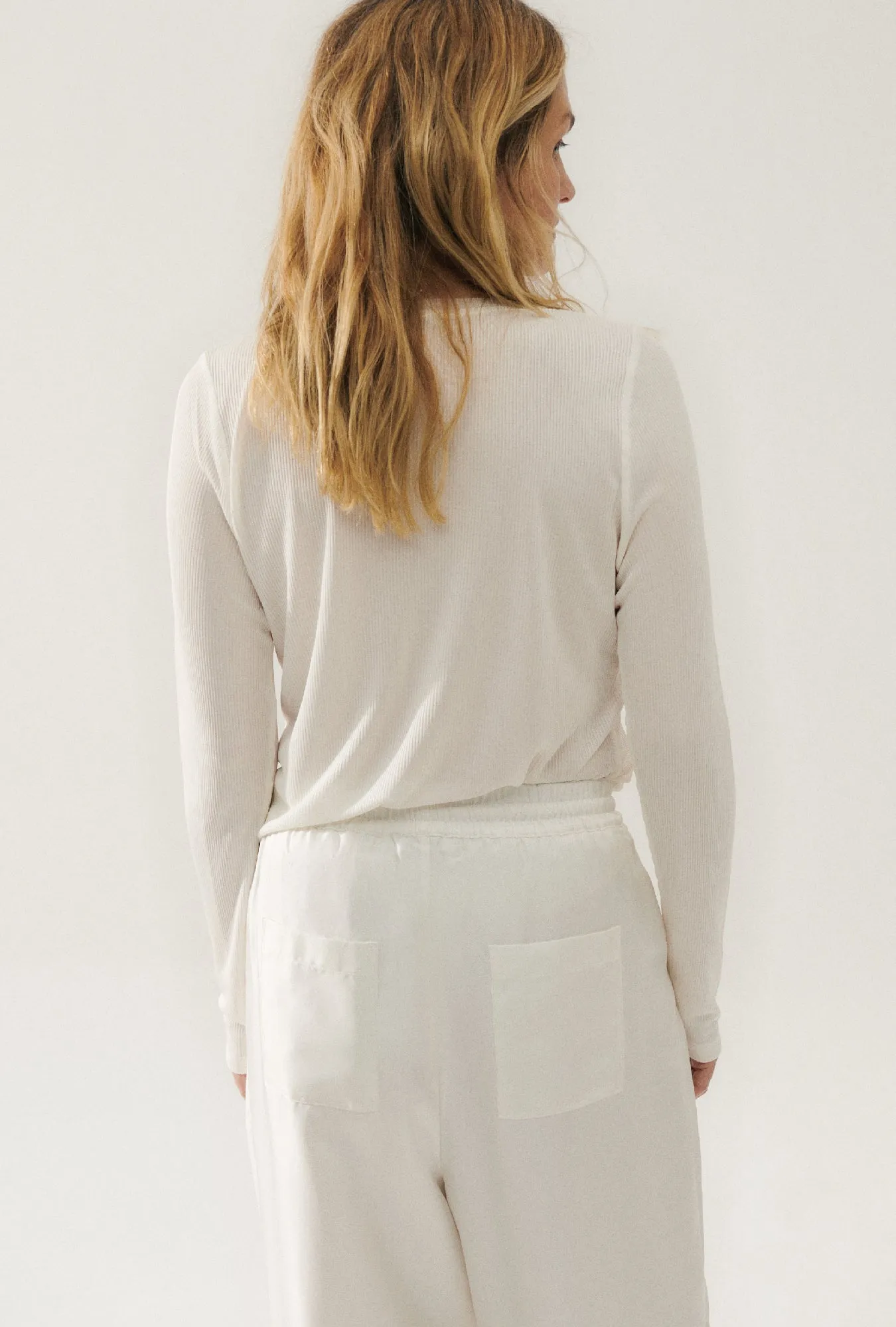 Ribbed Long Sleeve Top White sold by Silk Laundry product image thumbnail 4