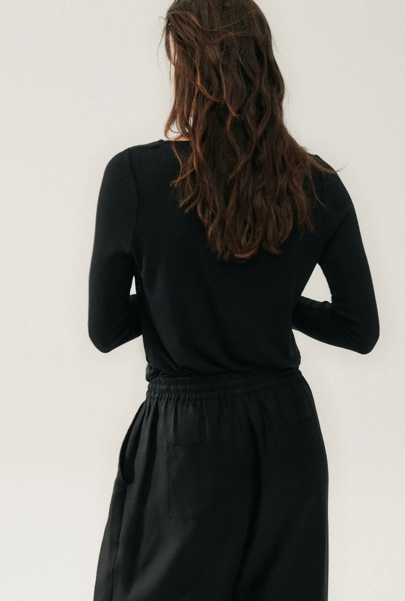 Ribbed Long Sleeve Top Black sold by Silk Laundry product image thumbnail 4